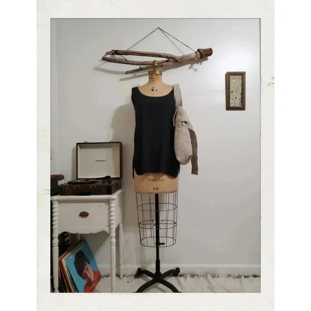 ✨BOGO FREE✨  B Jewel | Sheer Black High Low Flowy Minimal Cami Tank Top